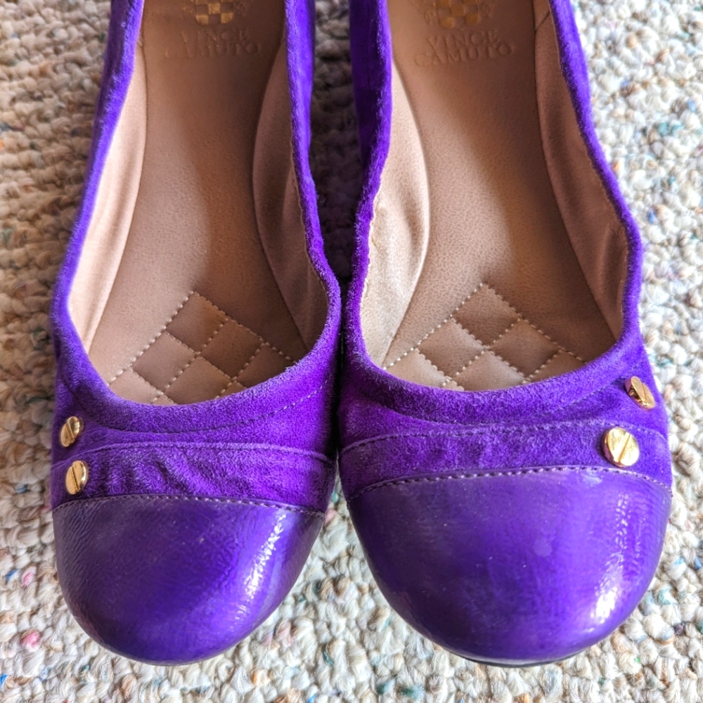 Purple and gold statement Vince Camuto ballet flats